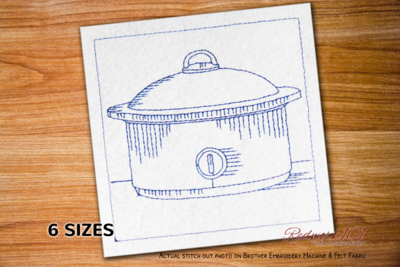 Crock Pot Redwork Embroidery