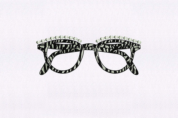 Zebra Print Glasses Embroidery